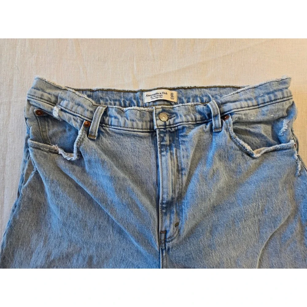 Abercrombie & Fitch The 90s Straight Ultra High Rise Lt Wash Jeans 33 16R Y2k - Picture 3 of 13